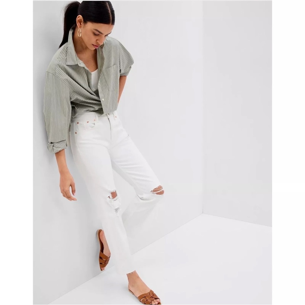 New! White Distressed Women's Jeans